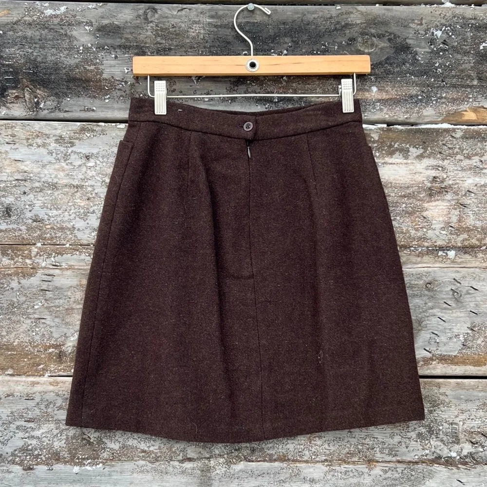 4 GAP Wool Blend Dark Brown Lined Mini Skirt Buttom Closure Women’s